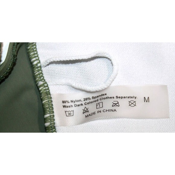 Womens Half Zip One Piece Olive Green Nylon Spandex Swimsuit Beach Pool Sz Med - Picture 5 of 5